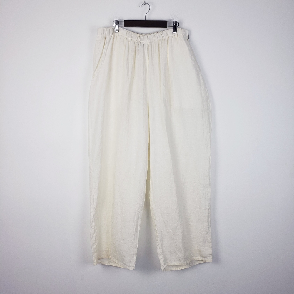 Flax White 100% Linen Pants sz L